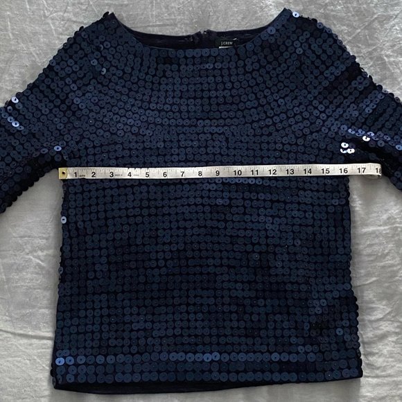 NWT J.Crew Navy Sequin Long-Sleeve Top - Picture 8 of 12